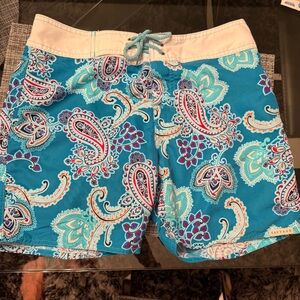 Salvage Teal Paisley Men's Swim Trunks